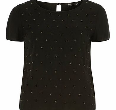 Dorothy Perkins Womens Black Embellished Tee- Black DP67190101