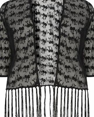 Dorothy Perkins Womens Black Embroidered Kimono- Black DP67191201