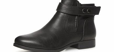 Dorothy Perkins Womens Black flat ankle strap boots- Black