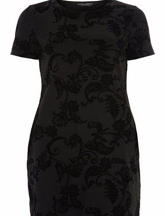 Dorothy Perkins Womens Black Flocked Burnout Tunic- Black