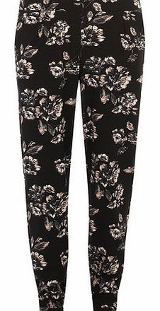 Dorothy Perkins Womens Black floral crepe trouser- Black