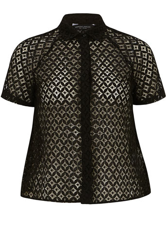 Womens Black Floral Lace Shirt- Black DP05436301