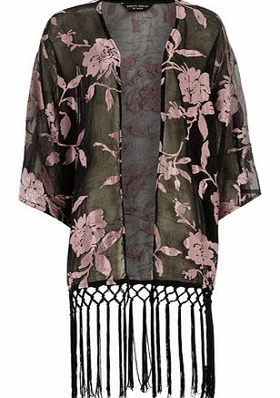 Dorothy Perkins Womens Black floral print kimono- Pink DP05495198