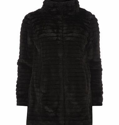 Dorothy Perkins Womens Black Funnel Neck Faux fur Coat- Black