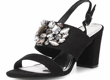 Dorothy Perkins Womens Black gem strap block heels- Black