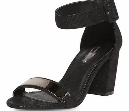 Dorothy Perkins Womens Black glitter high sandal heels- Black