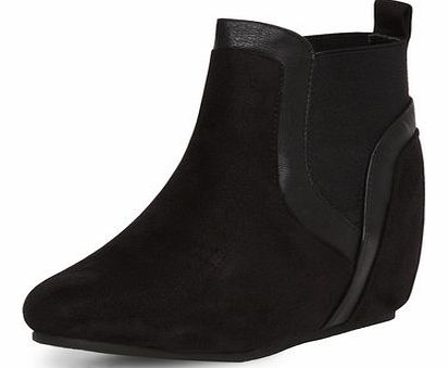 Womens Black gusset wedge boots- Black DP19876901