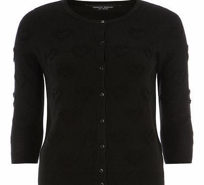 Dorothy Perkins Womens Black heart embossed cardigan- Black