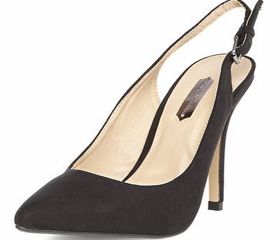Womens Black high slingback pointed court shoes-