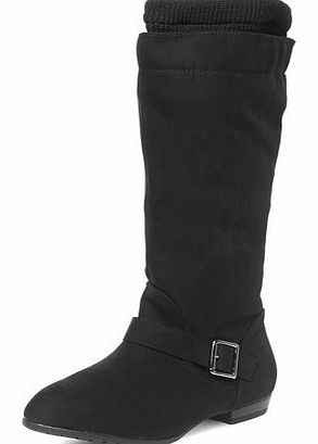 Womens Black knit calf boots- Black DP19879901