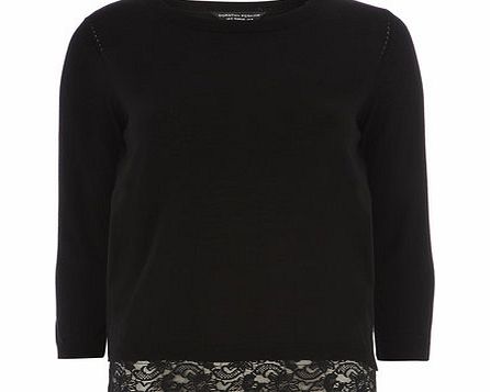 Dorothy Perkins Womens Black Lace Hem Jumper- Black DP55200011