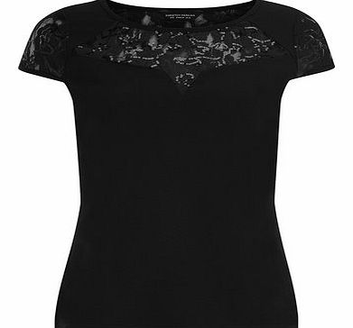 Dorothy Perkins Womens Black Lace Insert Top- Black DP05460401