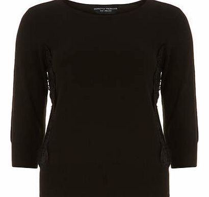 Womens Black lace panel jumper- Black DP55145366