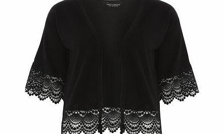Dorothy Perkins Womens Black Lace Trim Kimono- Black DP55310110