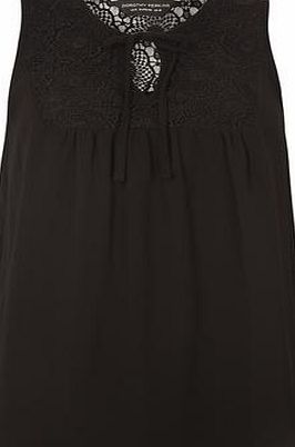 Dorothy Perkins Womens Black Lace Yoke Sleeveless Top- Black