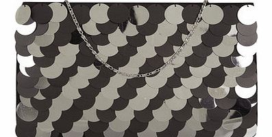 Dorothy Perkins Womens Black large sequin clutch bag- Black