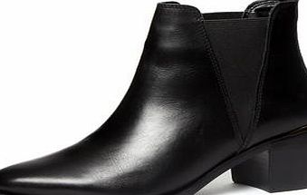 Dorothy Perkins Womens Black Leather block heel boot- Black