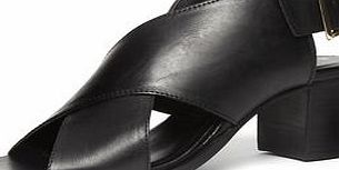 Dorothy Perkins Womens Black leather cross sandal- Black