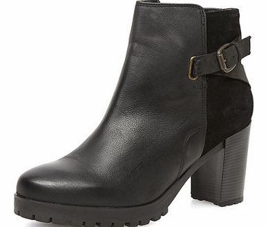 Dorothy Perkins Womens Black leather heeled boots- Black