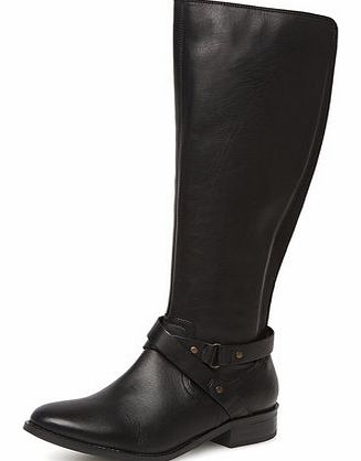 Dorothy Perkins Womens Black leather knee-high boots- Black