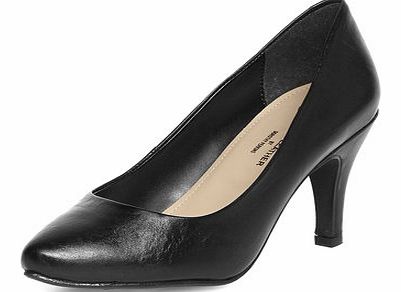 Womens Black leather pointed court shoes- Black