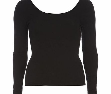 Dorothy Perkins Womens Black Long Sleeved Rib Textured Top-