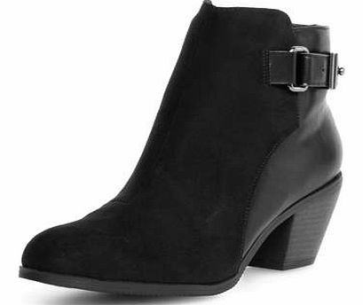 Womens Black low heel ankle boots- Black