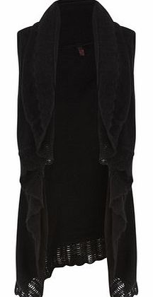 Dorothy Perkins Womens Black Oversized Knitted Poncho- Black