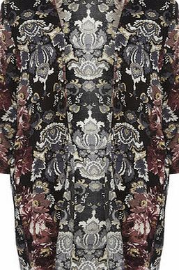 Dorothy Perkins Womens Black Paisley Print Kimono- Burgundy