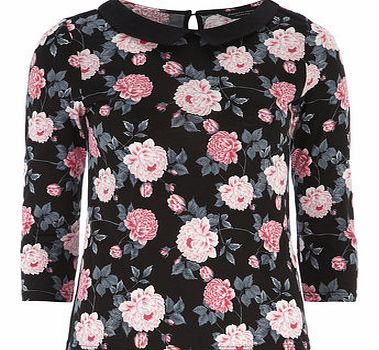 Dorothy Perkins Womens Black Peony Collar Top- Black DP56392423