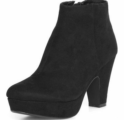 Womens Black platform ankle boots- Black