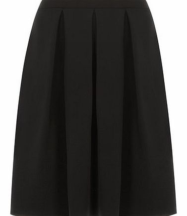 Dorothy Perkins Womens Black pleat front midi skirt- Black