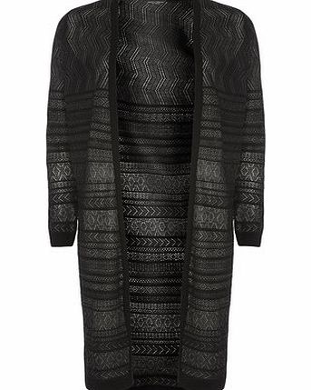 Dorothy Perkins Womens Black Pointelle Cardigan- Black DP55313710