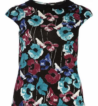 Dorothy Perkins Womens Black Poppy Collar Top- Black DP56394910