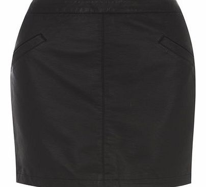 Dorothy Perkins Womens Black PU Pocket Mini Skirt- Black