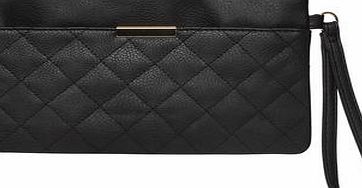 Dorothy Perkins Womens Black quilt wristlet clutch bag- Black