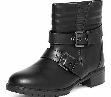 Dorothy Perkins Womens Black quilted biker boots- Black DP19877401