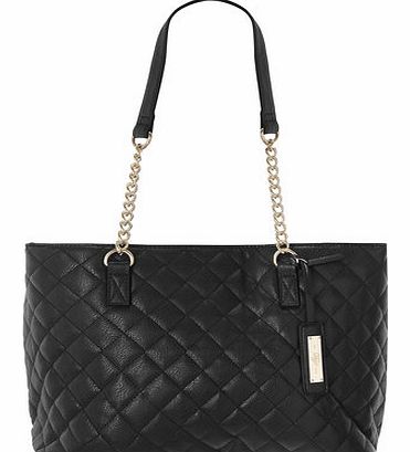Dorothy Perkins Womens Black quilted compartment tote bag- Black