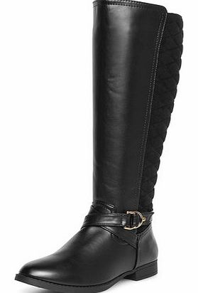 Womens Black quilted riding boots- Black