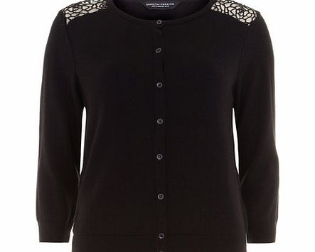 Dorothy Perkins Womens Black Rose Yoke Detail Cardigan- Black