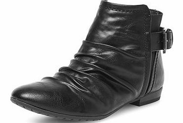 Womens Black ruched ankle boots- Black DP22244701