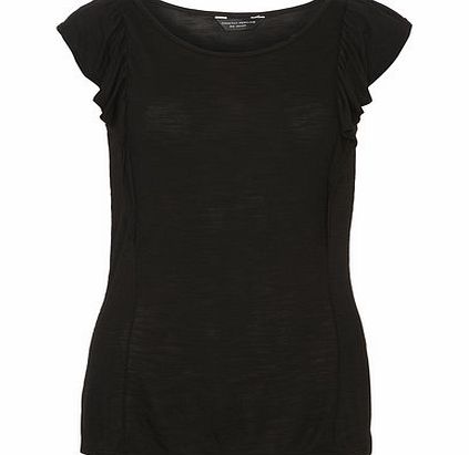 Dorothy Perkins Womens Black Ruffle Side Top- Black DP56393710