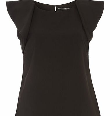 Dorothy Perkins Womens Black Ruffle Sleeveless Top- Black