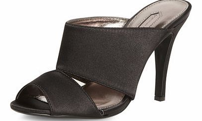 Dorothy Perkins Womens Black satin heeled mule shoes- Black