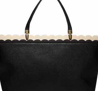 Dorothy Perkins Womens Black scallop landscape tote bag- Black