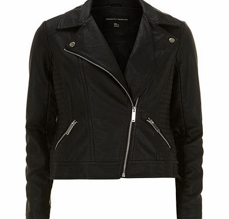 Dorothy Perkins Womens Black Seam Panelled Biker Jacket- Black