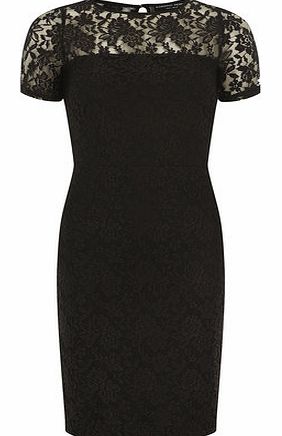 Dorothy Perkins Womens Black sheer top pencil dress- Black