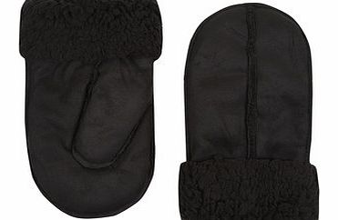 Dorothy Perkins Womens Black Sherpa Mittens- Black DP11125010