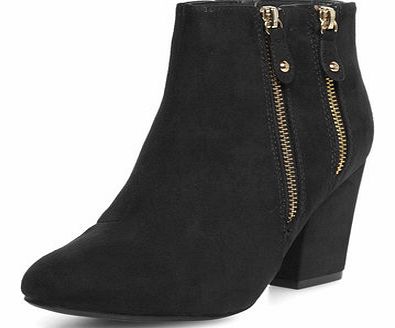 Womens Black side zip ankle boots- Black