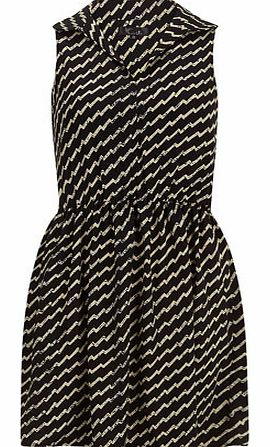 Dorothy Perkins Womens Black slant zigzag print dress- Black